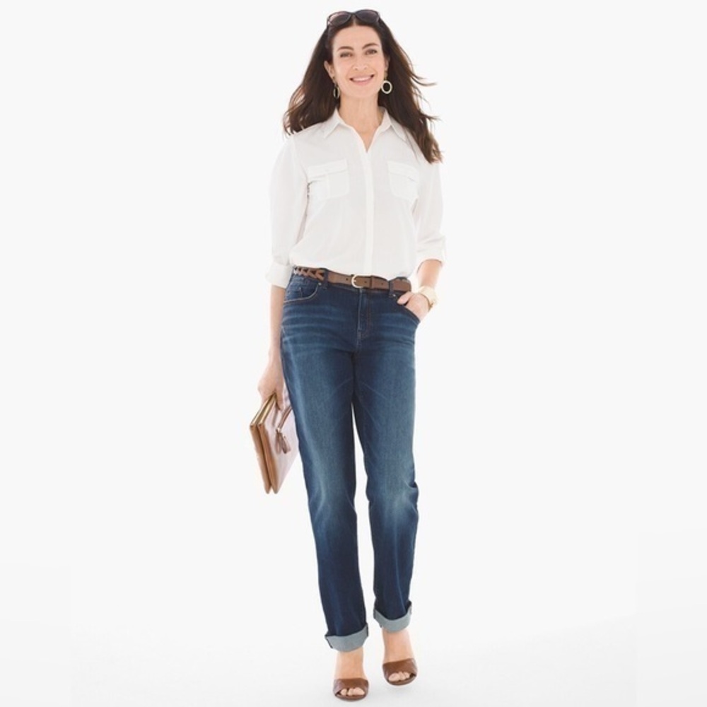 NWT Chico’s Platinum Relaxed Leg Boyfriend Jeans 0 4 Small S